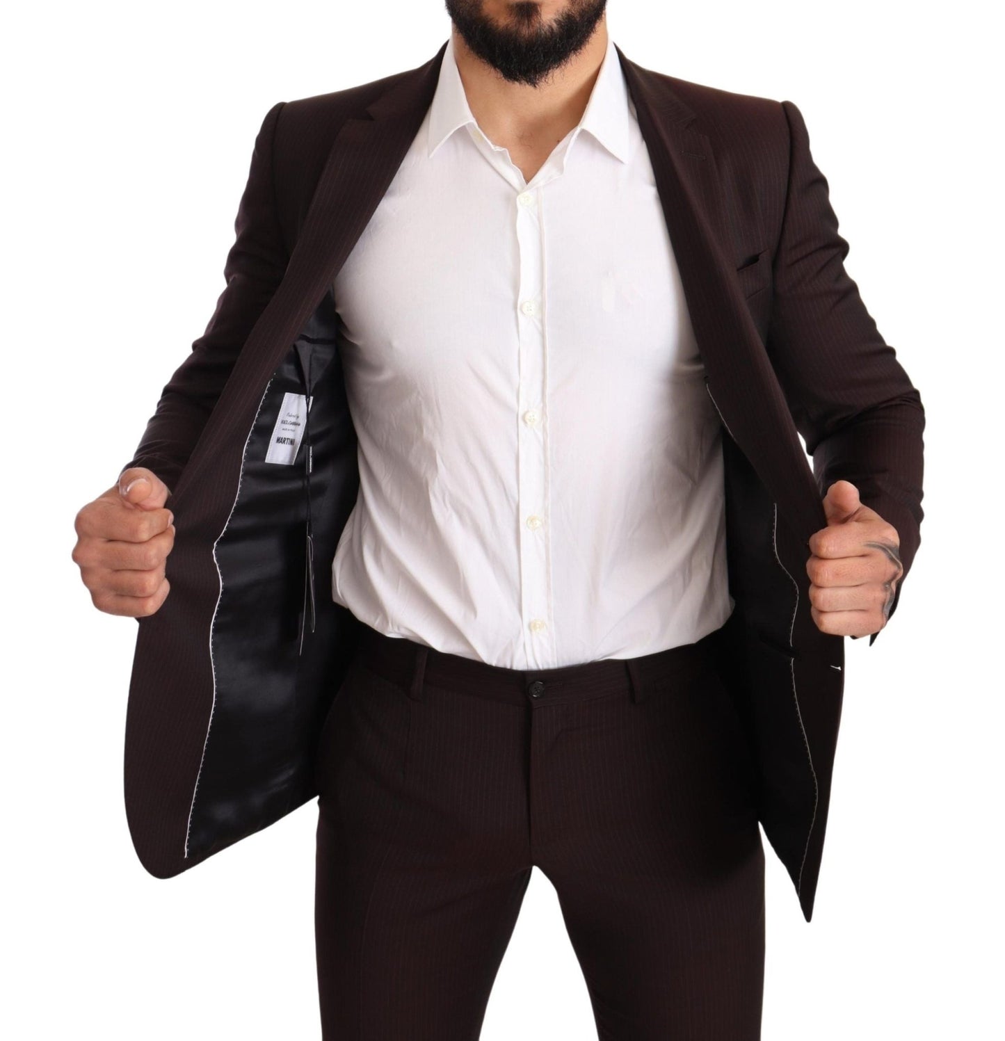 Dolce & Gabbana Elegant Bordeaux Striped Martini Suit - Sandy Store ByNet