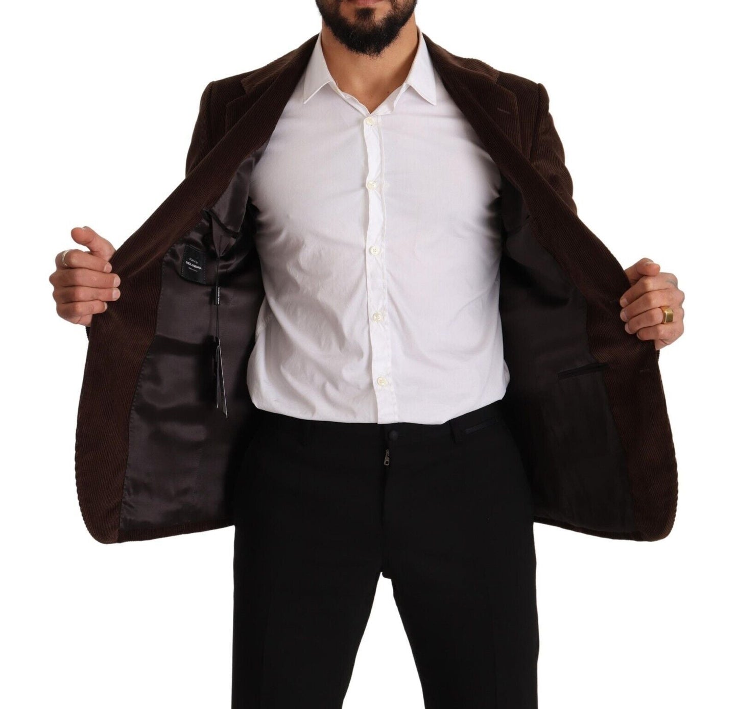 Dolce & Gabbana Elegant Brown Corduroy Slim Fit Blazer - Sandy Store ByNet