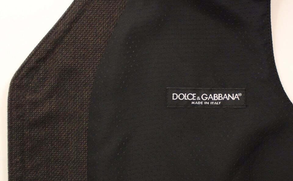 Dolce & Gabbana Elegant Brown Cotton Blend Dress Vest - Sandy Store ByNet