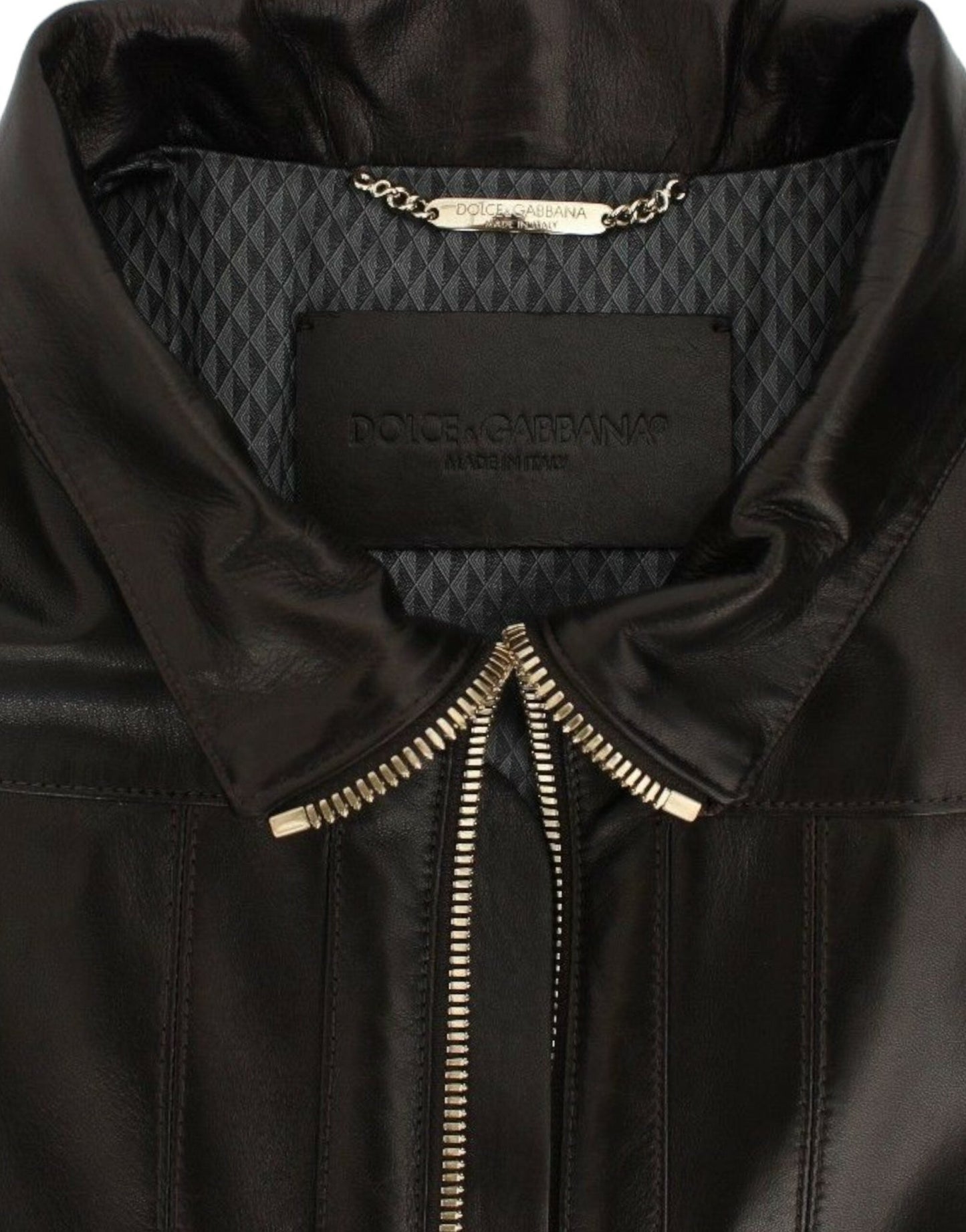 Dolce & Gabbana Elegant Brown Gold - Detailed Leather Jacket - Sandy Store ByNet