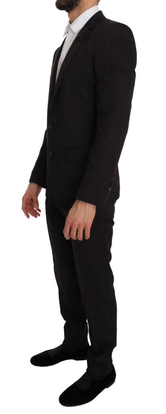 Dolce & Gabbana Elegant Brown Jacquard Martini Suit - Sandy Store ByNet
