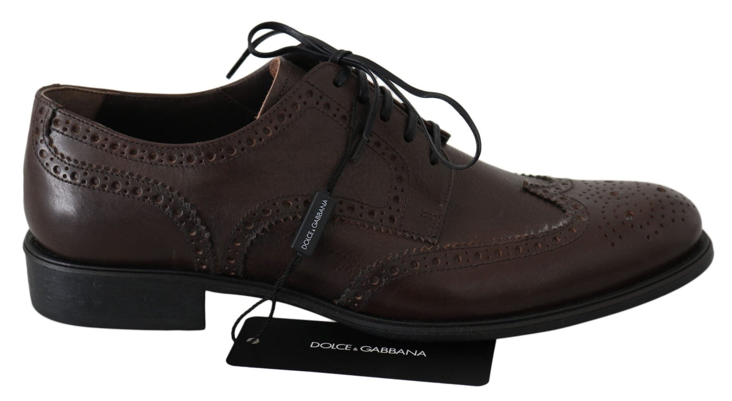 Dolce & Gabbana Elegant Brown Leather Derby Brogues - Sandy Store ByNet