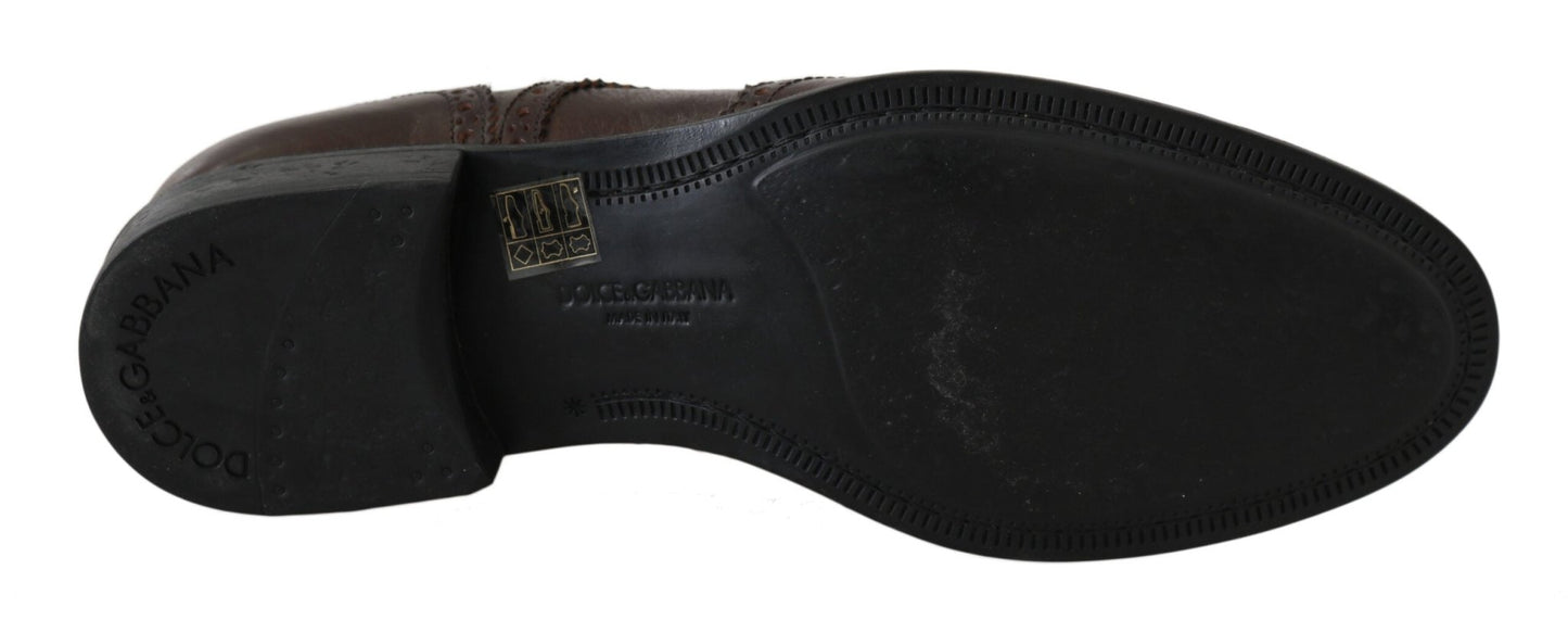 Dolce & Gabbana Elegant Brown Leather Derby Brogues - Sandy Store ByNet