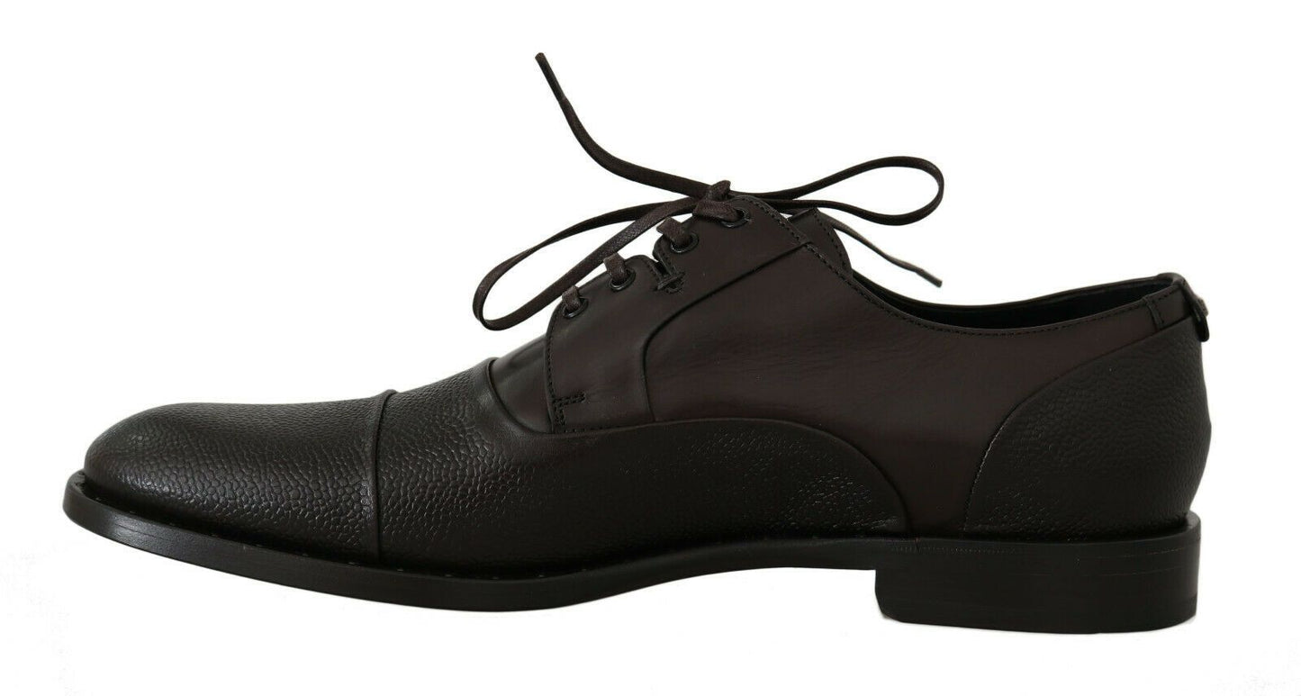 Dolce & Gabbana Elegant Brown Leather Formal Lace - ups - Sandy Store ByNet