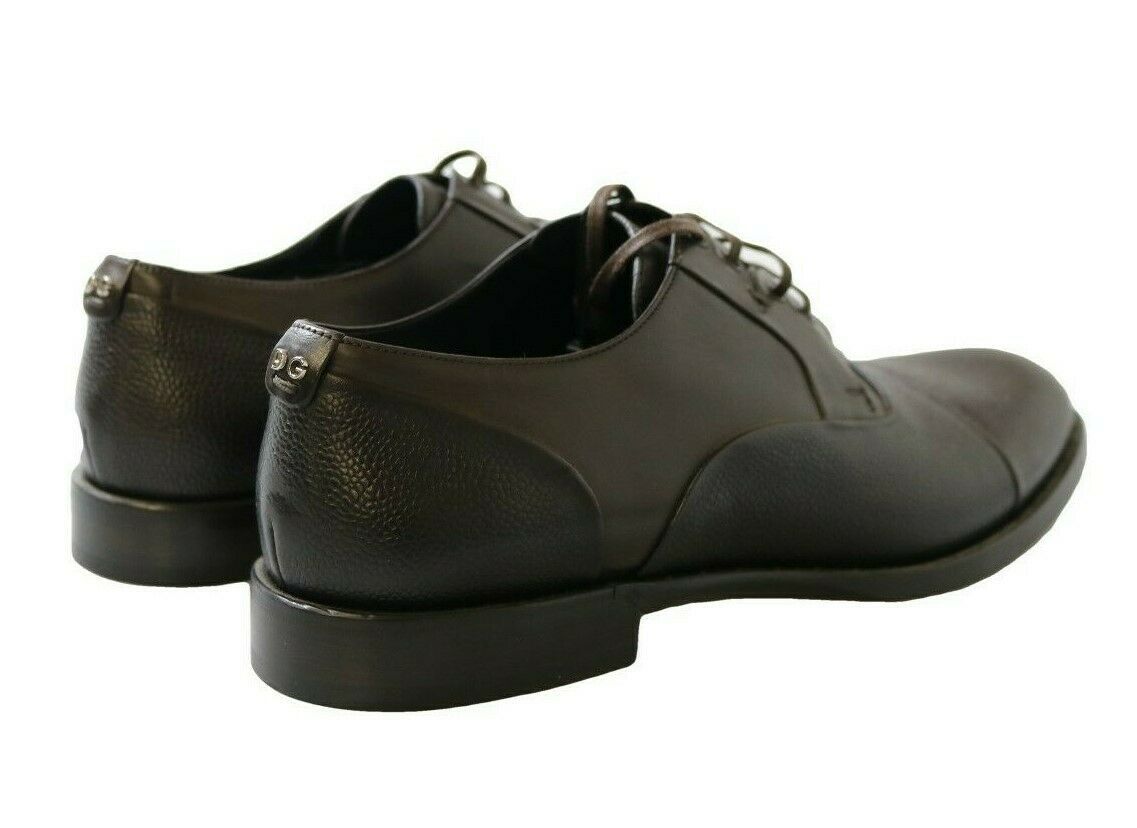 Dolce & Gabbana Elegant Brown Leather Formal Lace - ups - Sandy Store ByNet