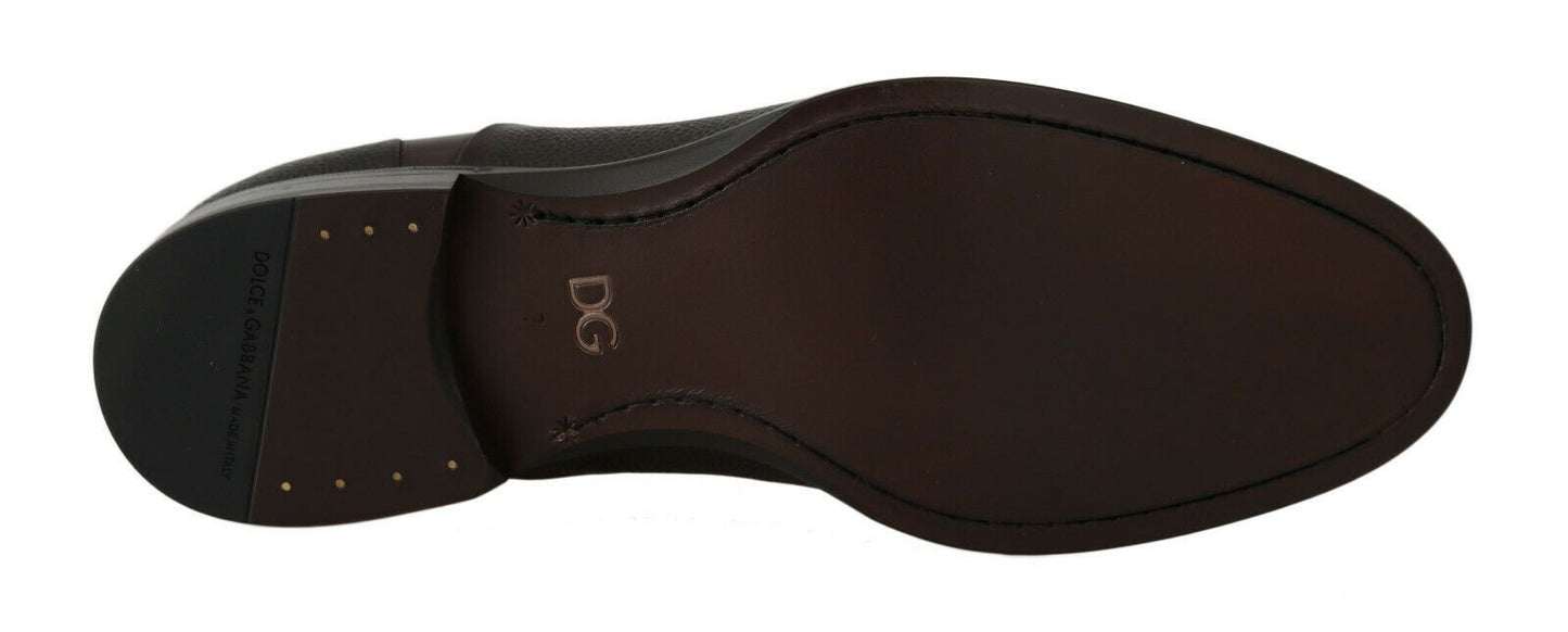 Dolce & Gabbana Elegant Brown Leather Formal Lace - ups - Sandy Store ByNet