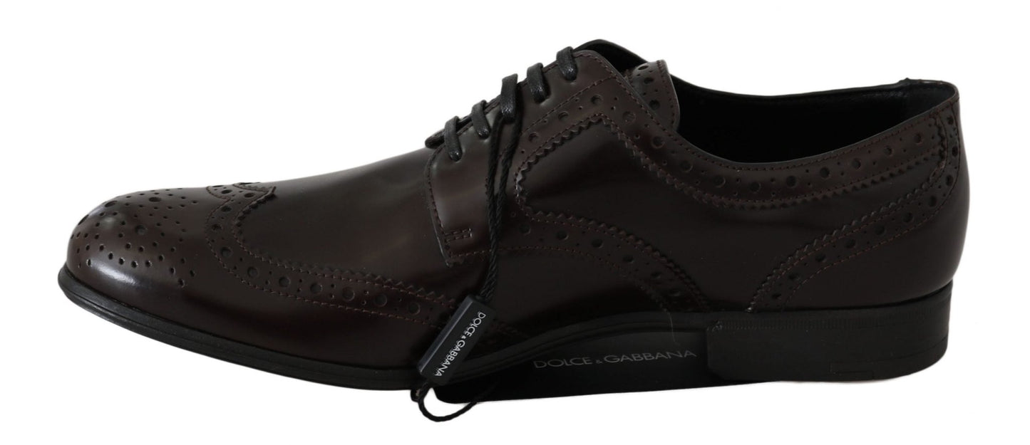 Dolce & Gabbana Elegant Brown Leather Oxford Flats - Sandy Store ByNet
