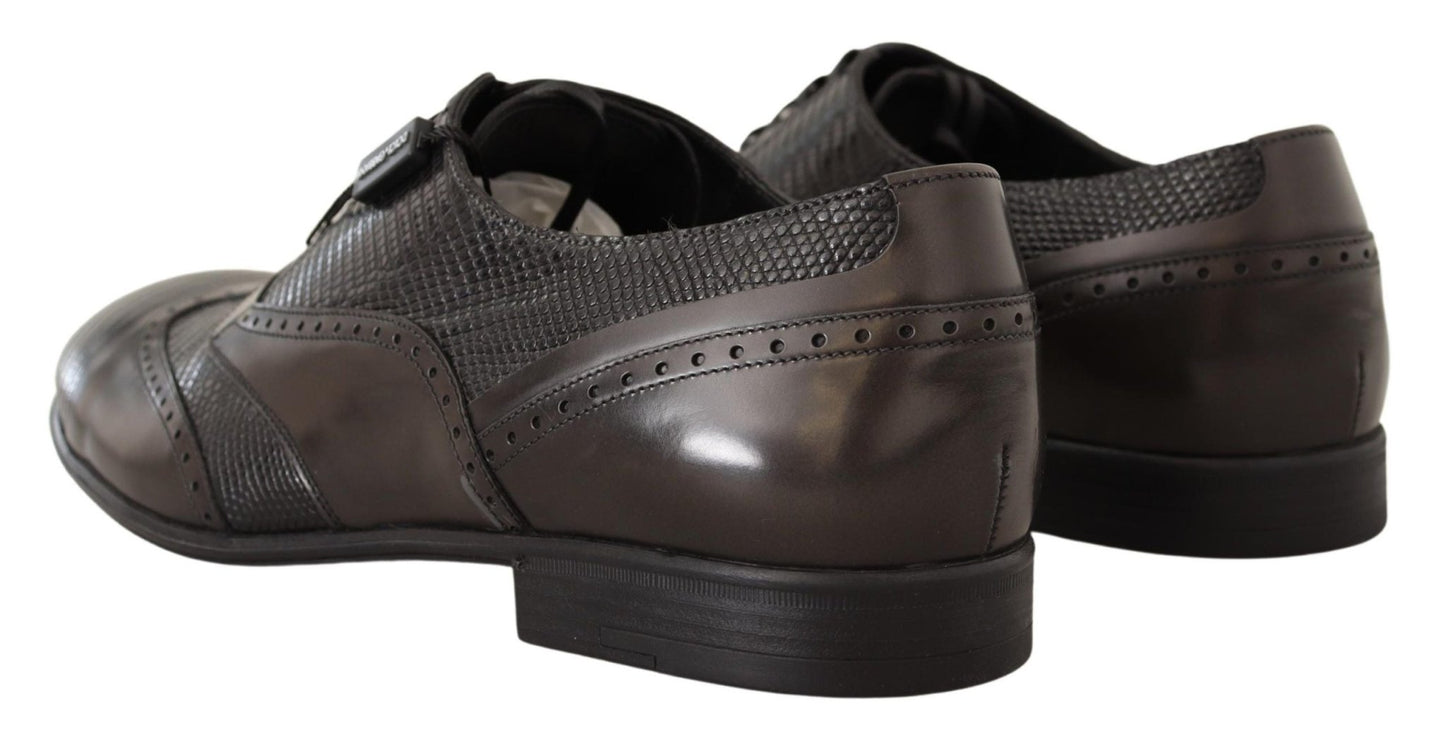 Dolce & Gabbana Elegant Brown Lizard Leather Oxford Shoes - Sandy Store ByNet