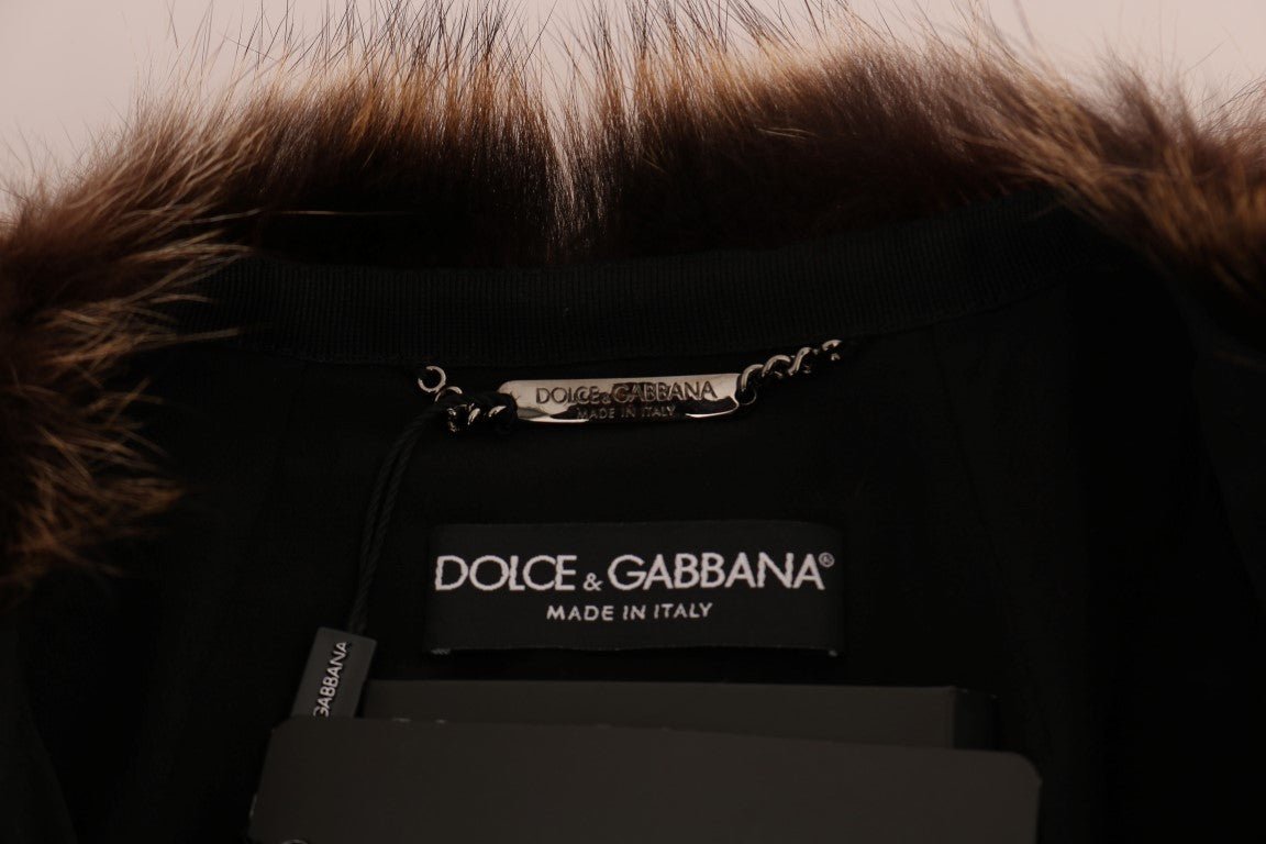 Dolce & Gabbana Elegant Brown Raccoon Fur Knee - Length Coat - Sandy Store ByNet
