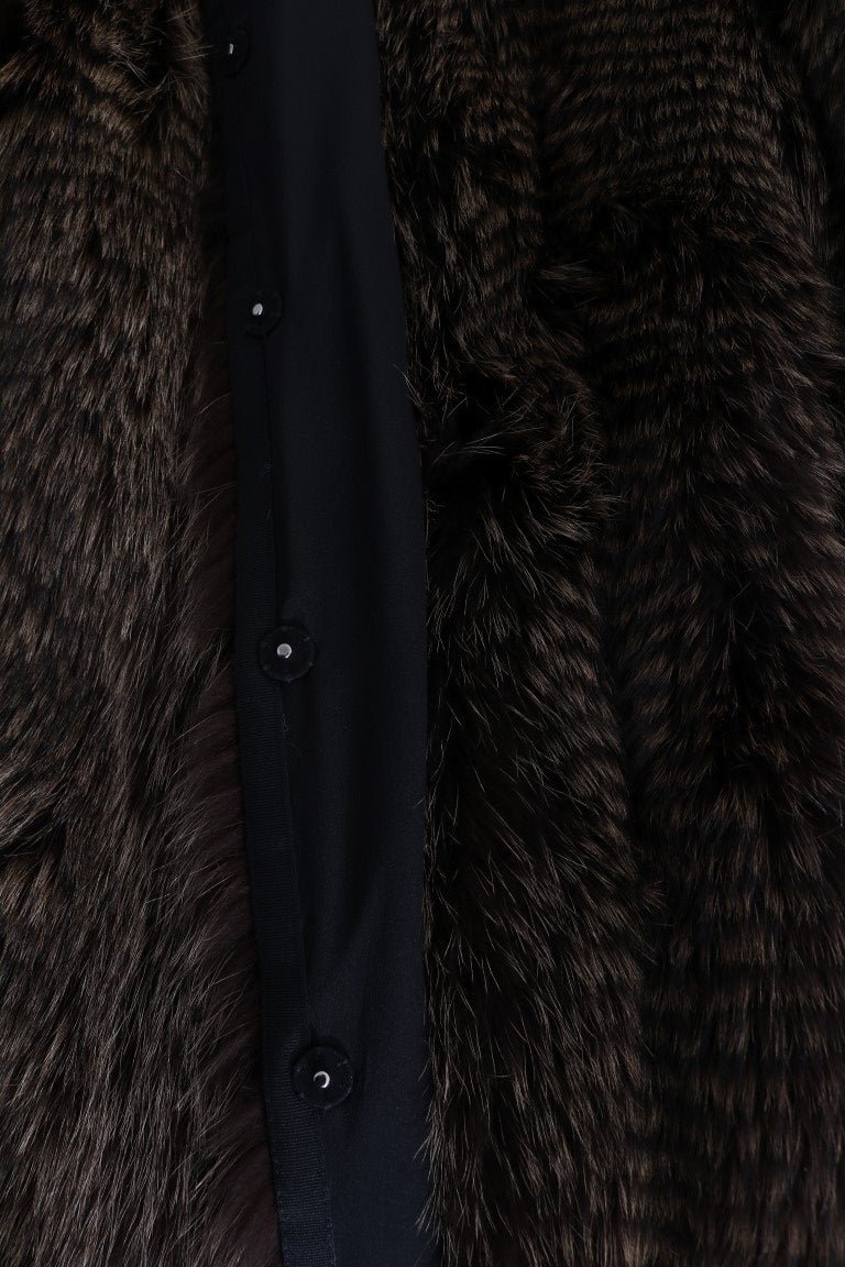 Dolce & Gabbana Elegant Brown Raccoon Fur Knee - Length Coat - Sandy Store ByNet