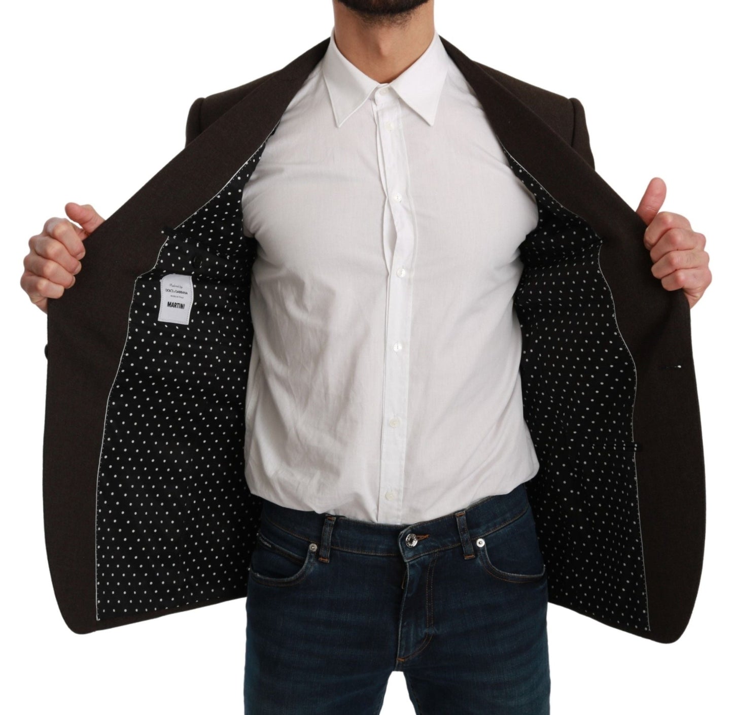 Dolce & Gabbana Elegant Brown Virgin Wool Martini Blazer - Sandy Store ByNet
