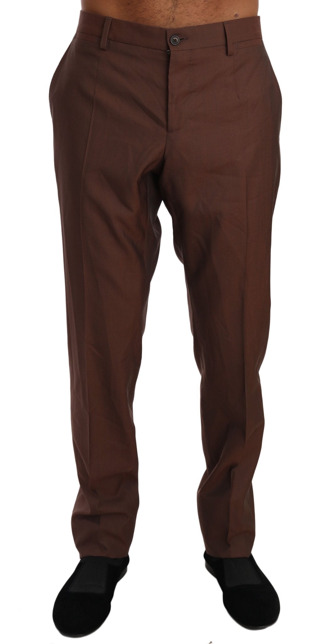 Dolce & Gabbana Elegant Brown Wool - Silk Formal Pants - Sandy Store ByNet