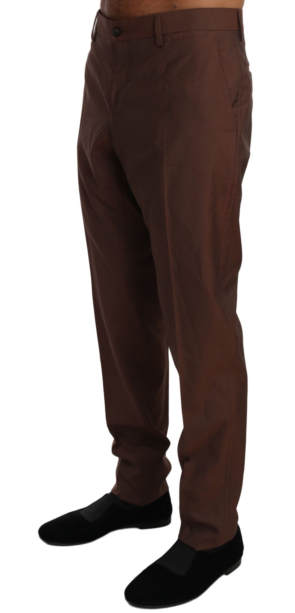 Dolce & Gabbana Elegant Brown Wool - Silk Formal Pants - Sandy Store ByNet