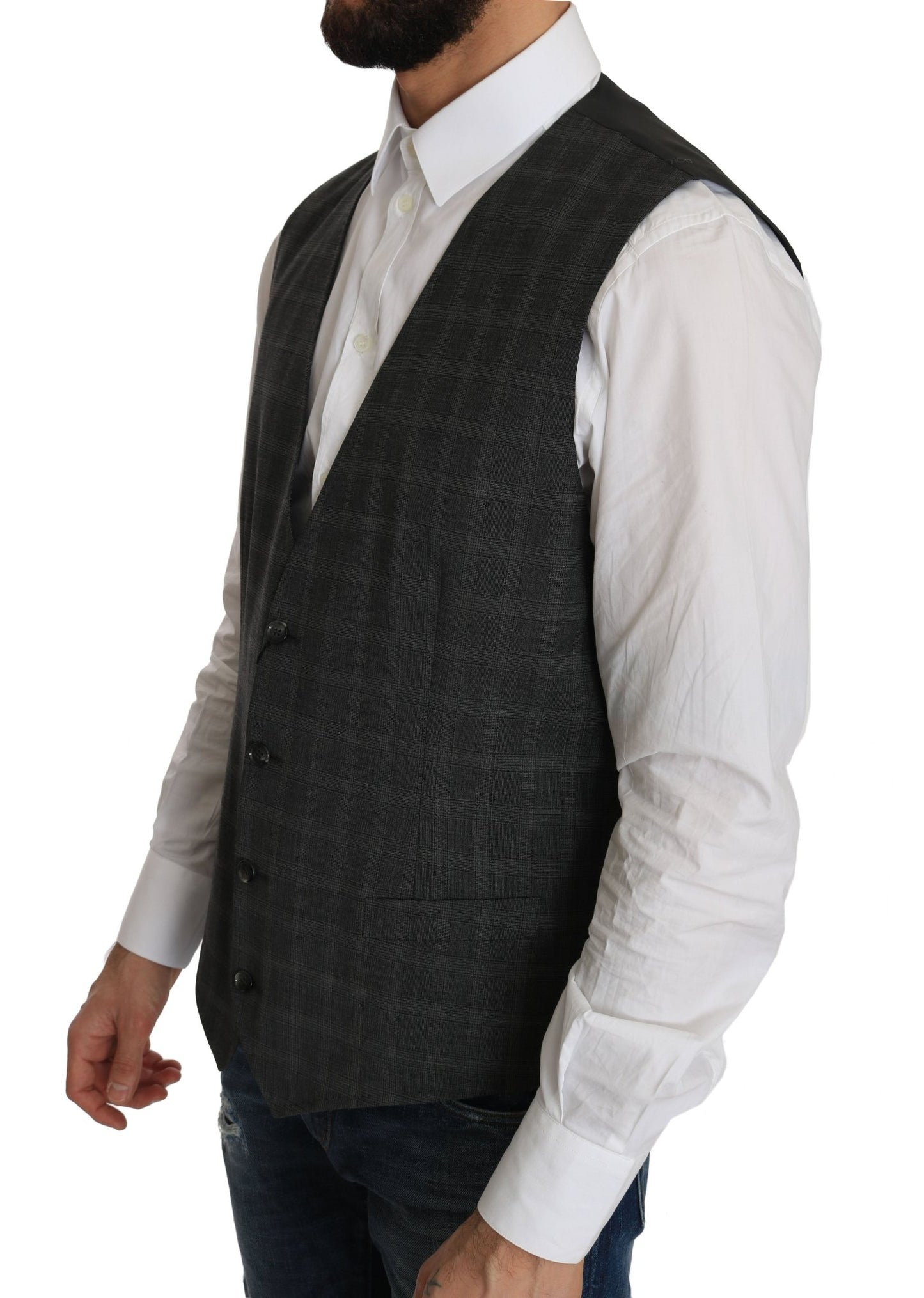 Dolce & Gabbana Elegant Checkered Wool Vest for the Urbane Man - Sandy Store ByNet