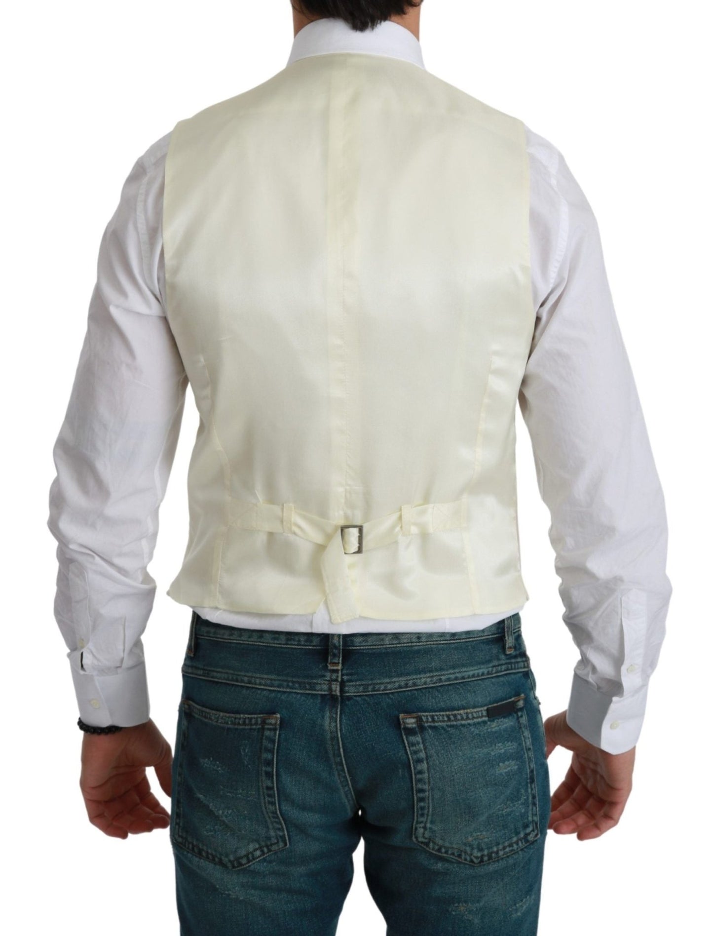 Dolce & Gabbana Elegant Cream Wool Dress Vest - Sandy Store ByNet