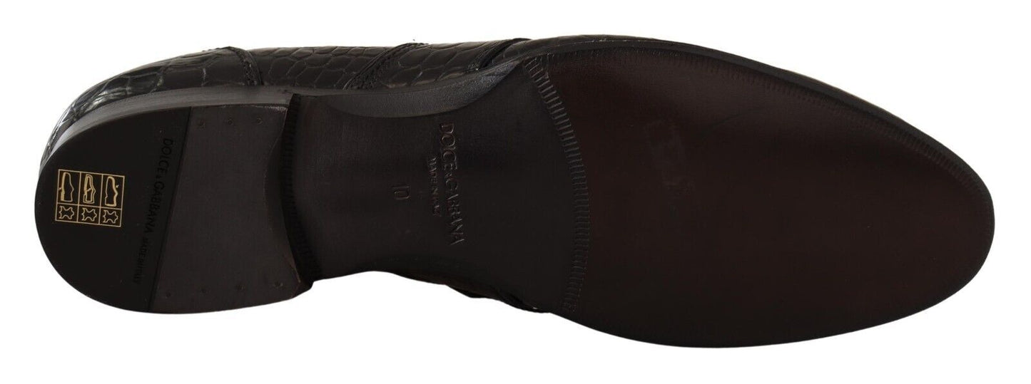 Dolce & Gabbana Elegant Crocodile Leather Moccasin Shoes - Sandy Store ByNet