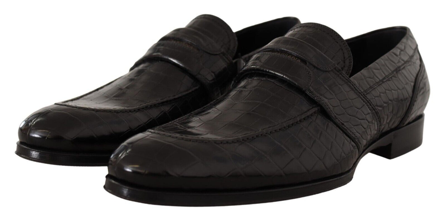 Dolce & Gabbana Elegant Crocodile Leather Moccasin Shoes - Sandy Store ByNet