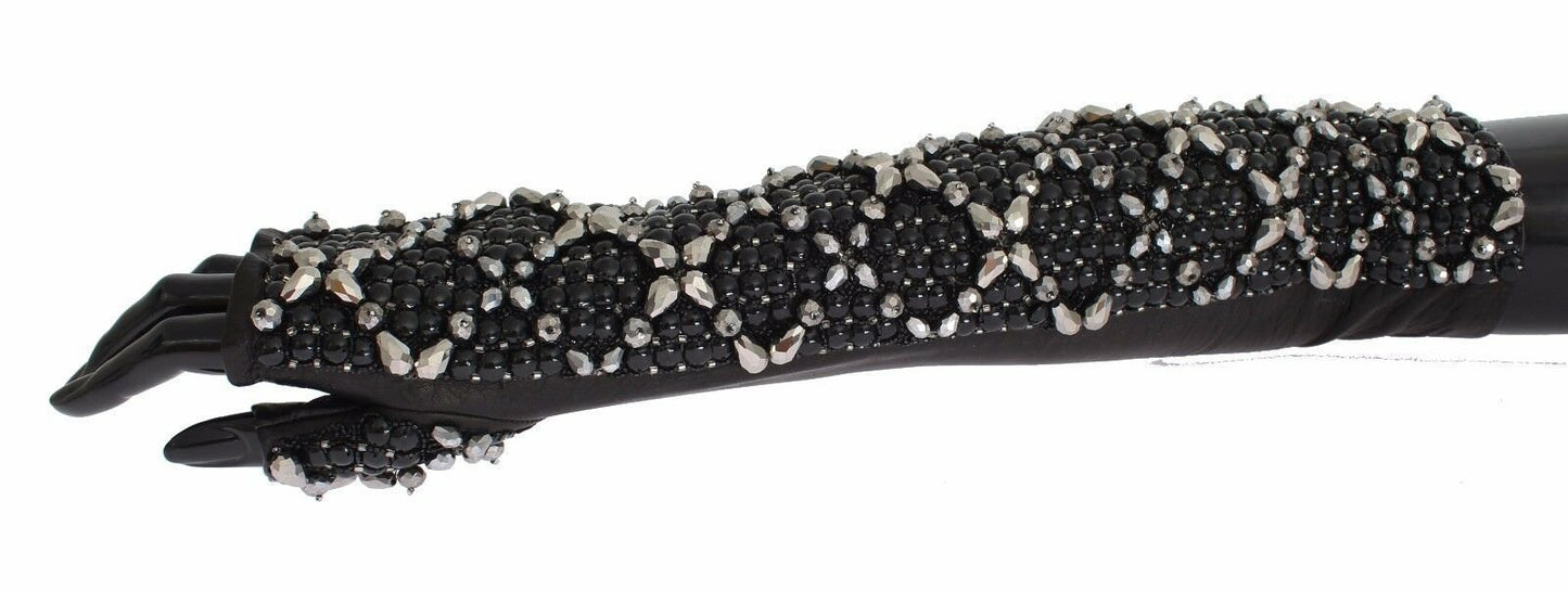Dolce & Gabbana Elegant Crystal Beaded Leather Gloves - Sandy Store ByNet