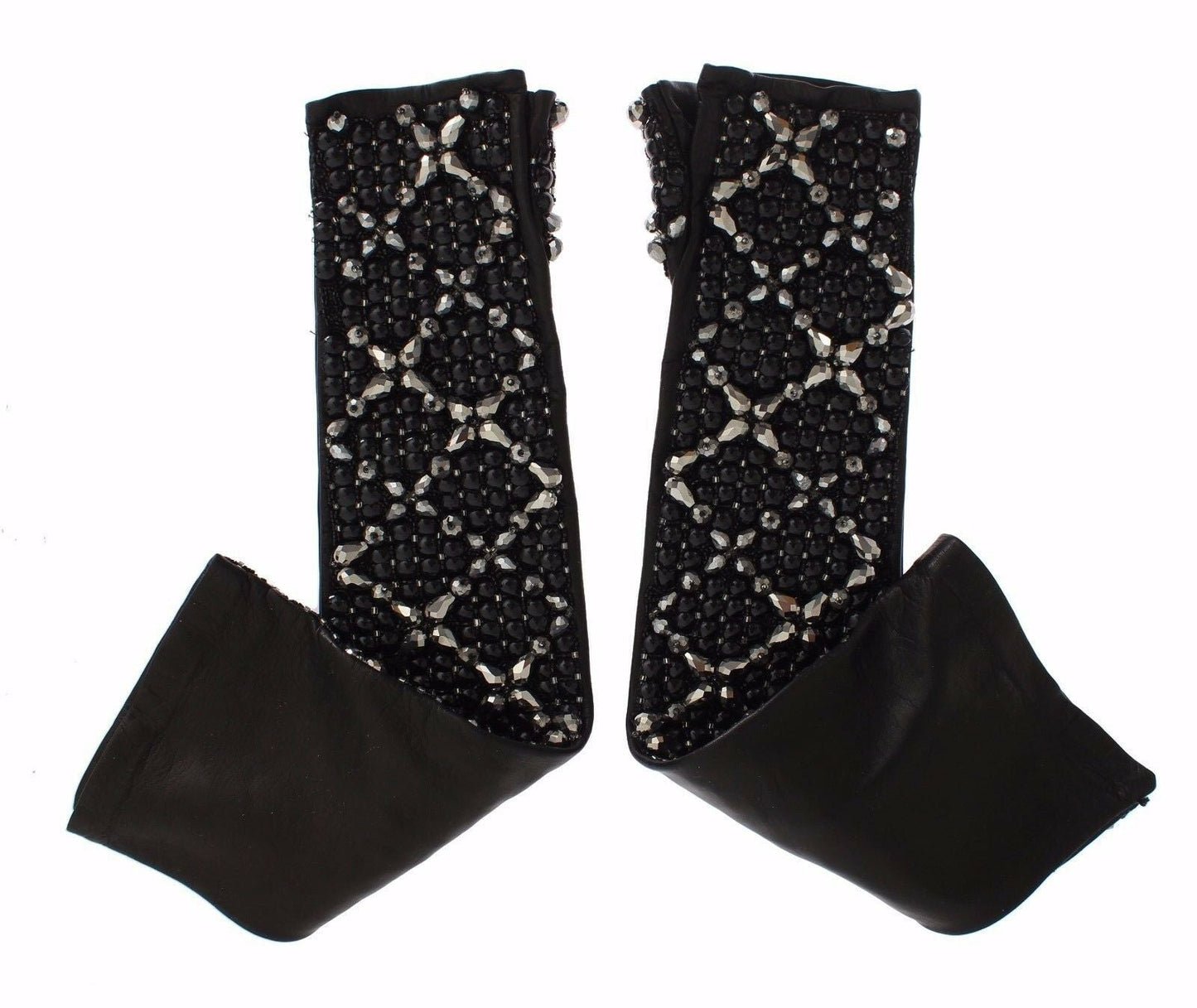 Dolce & Gabbana Elegant Crystal Beaded Leather Gloves - Sandy Store ByNet