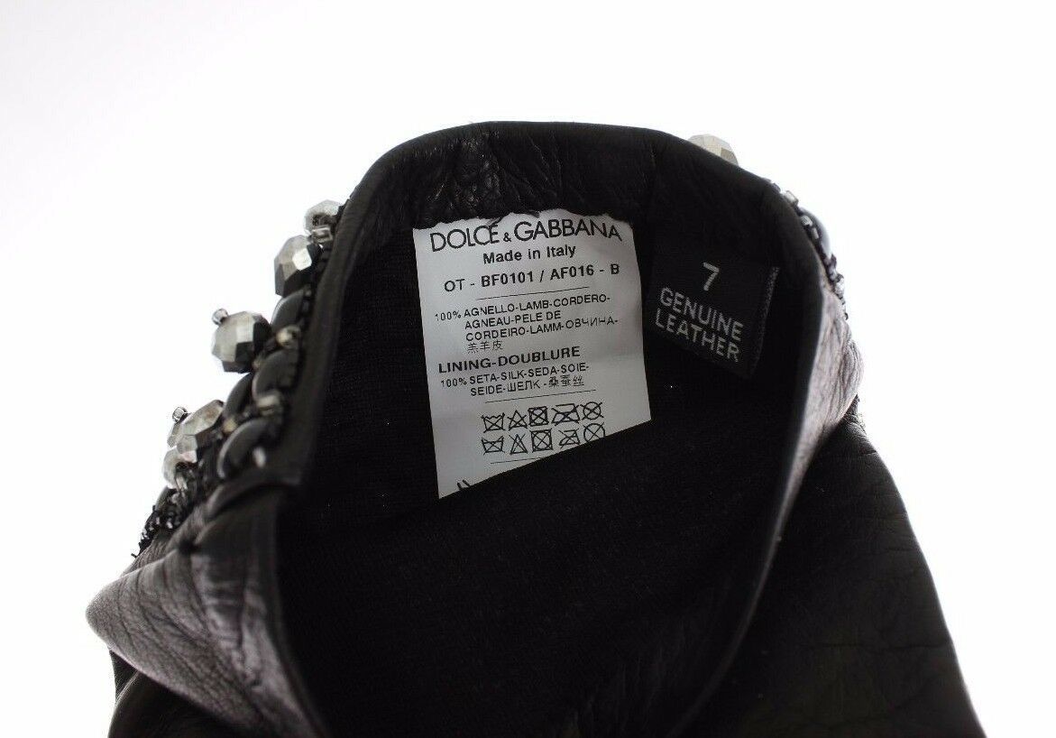 Dolce & Gabbana Elegant Crystal Beaded Leather Gloves - Sandy Store ByNet