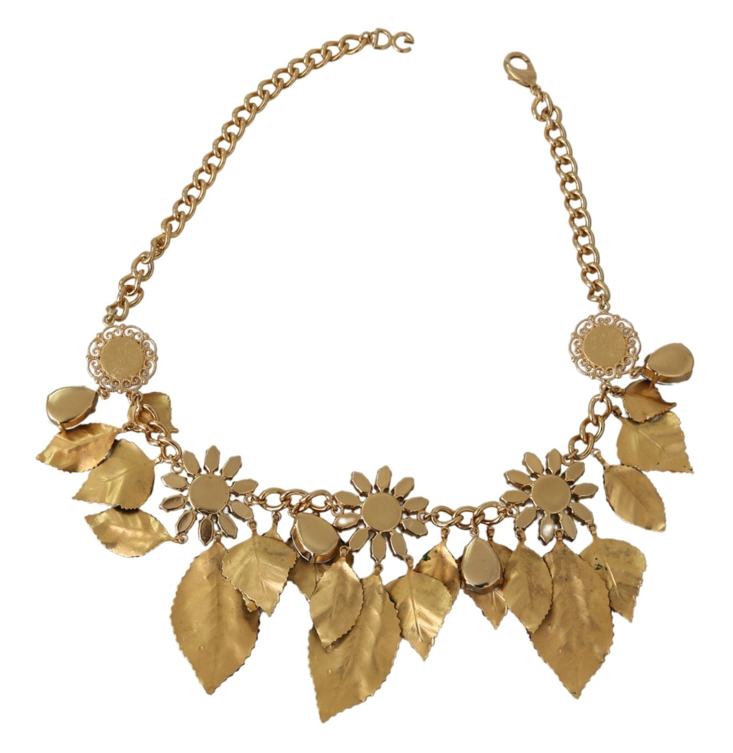 Dolce & Gabbana Elegant Crystal Charms Leaves Pendant Necklace - Sandy Store ByNet