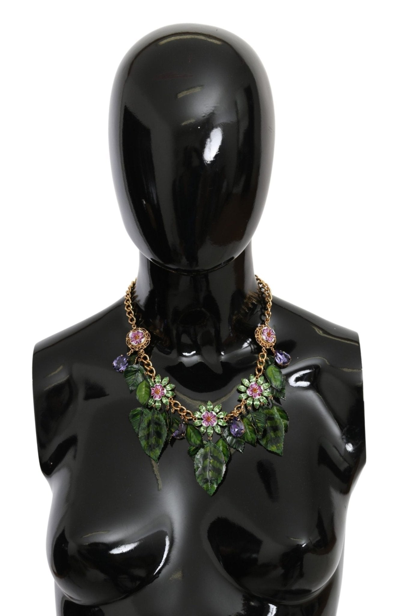 Dolce & Gabbana Elegant Crystal Charms Leaves Pendant Necklace - Sandy Store ByNet