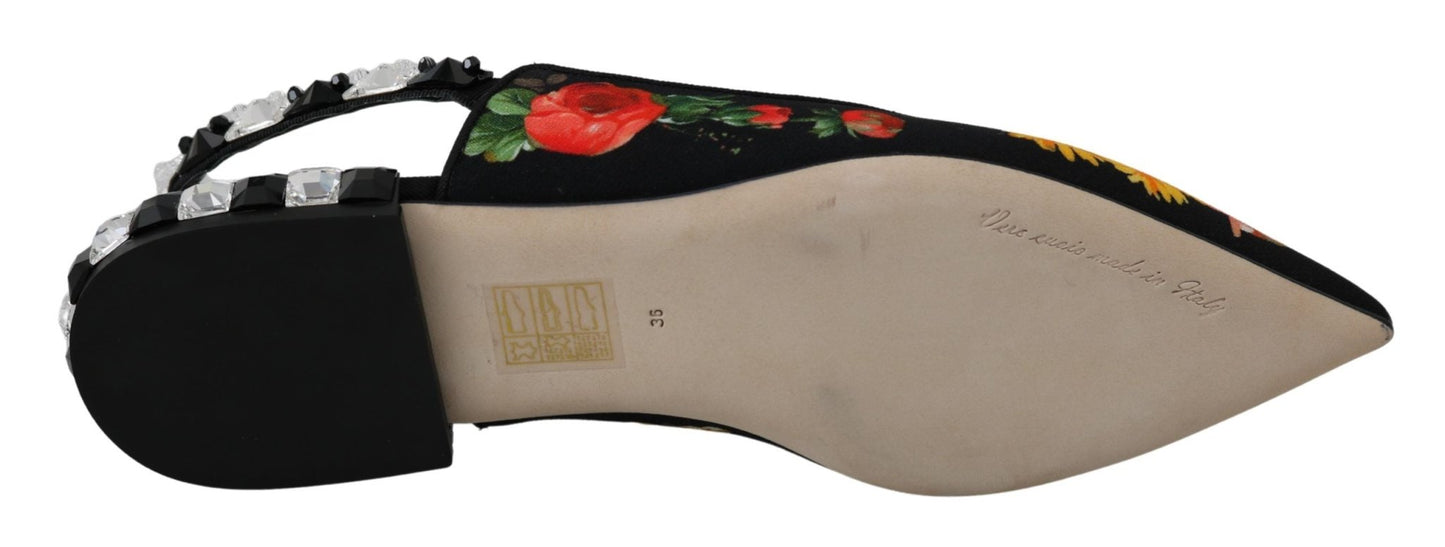Dolce & Gabbana Elegant Crystal - Embellished Floral Flats - Sandy Store ByNet