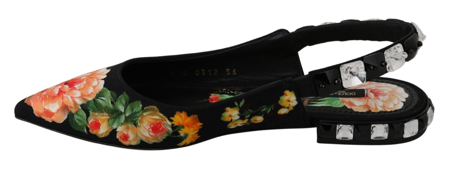 Dolce & Gabbana Elegant Crystal - Embellished Floral Flats - Sandy Store ByNet