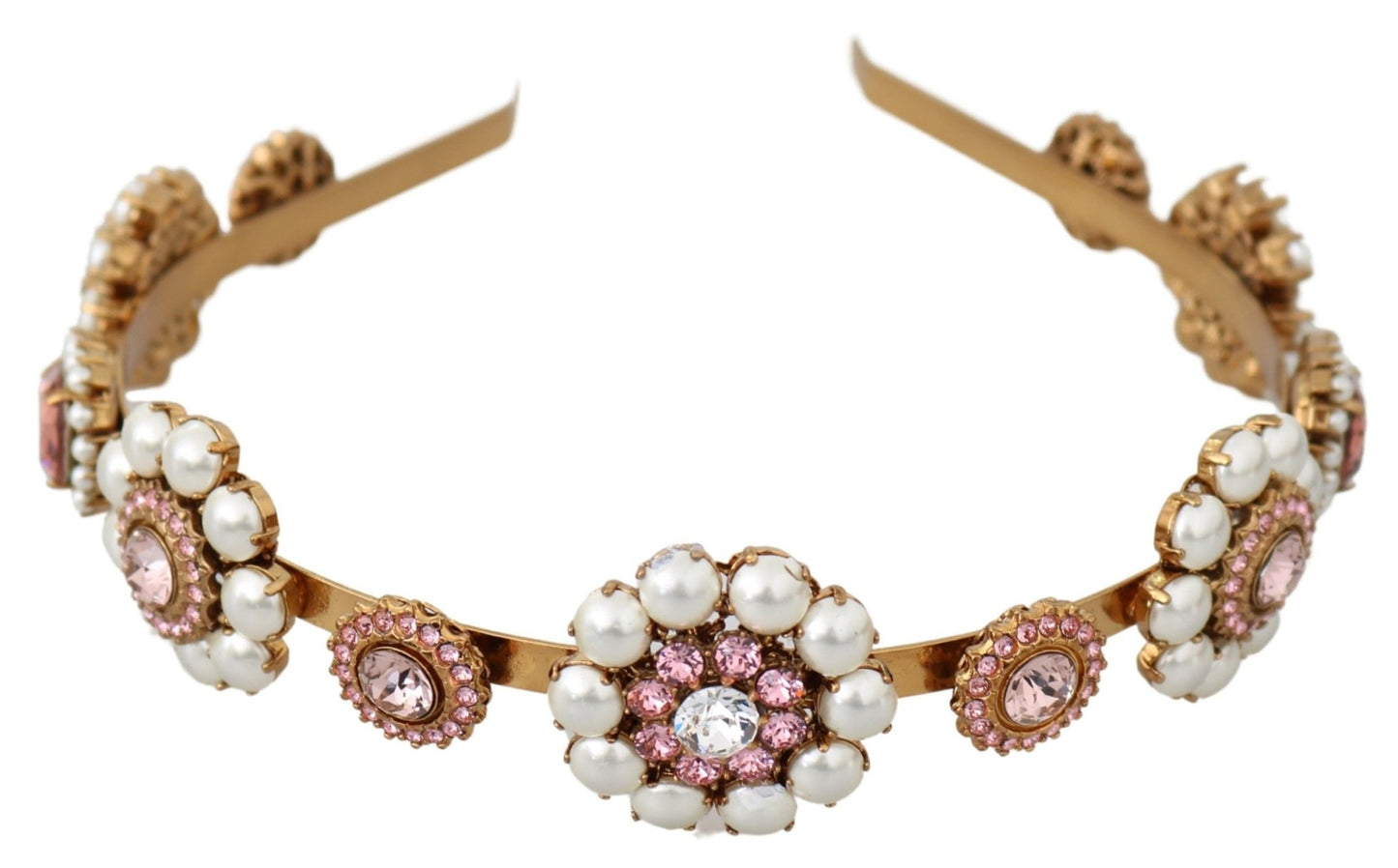 Dolce & Gabbana Elegant Crystal Pearl Diadem Headpiece - Sandy Store ByNet