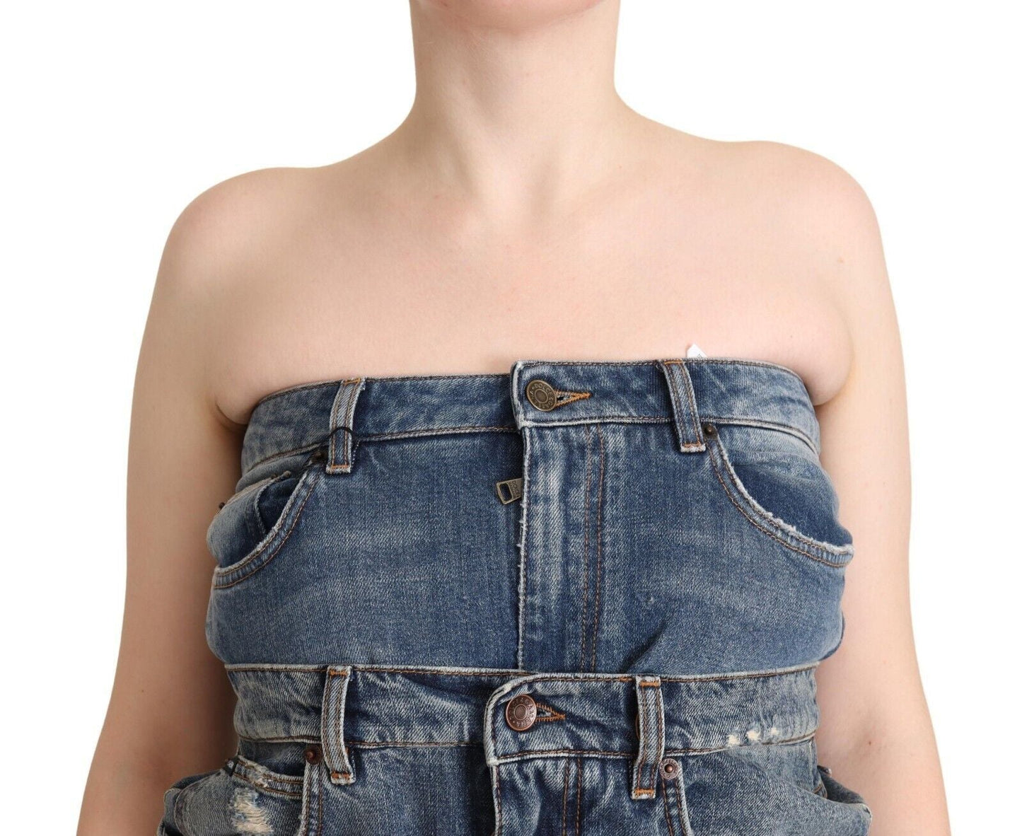 Dolce & Gabbana Elegant Dark Blue Denim Jumpsuit Dress - Sandy Store ByNet