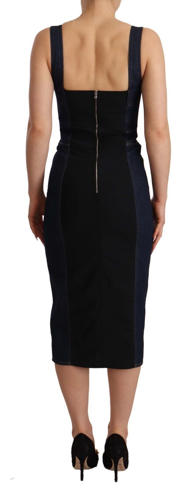 Dolce & Gabbana Elegant Dark Blue Denim Sheath Midi Dress - Sandy Store ByNet