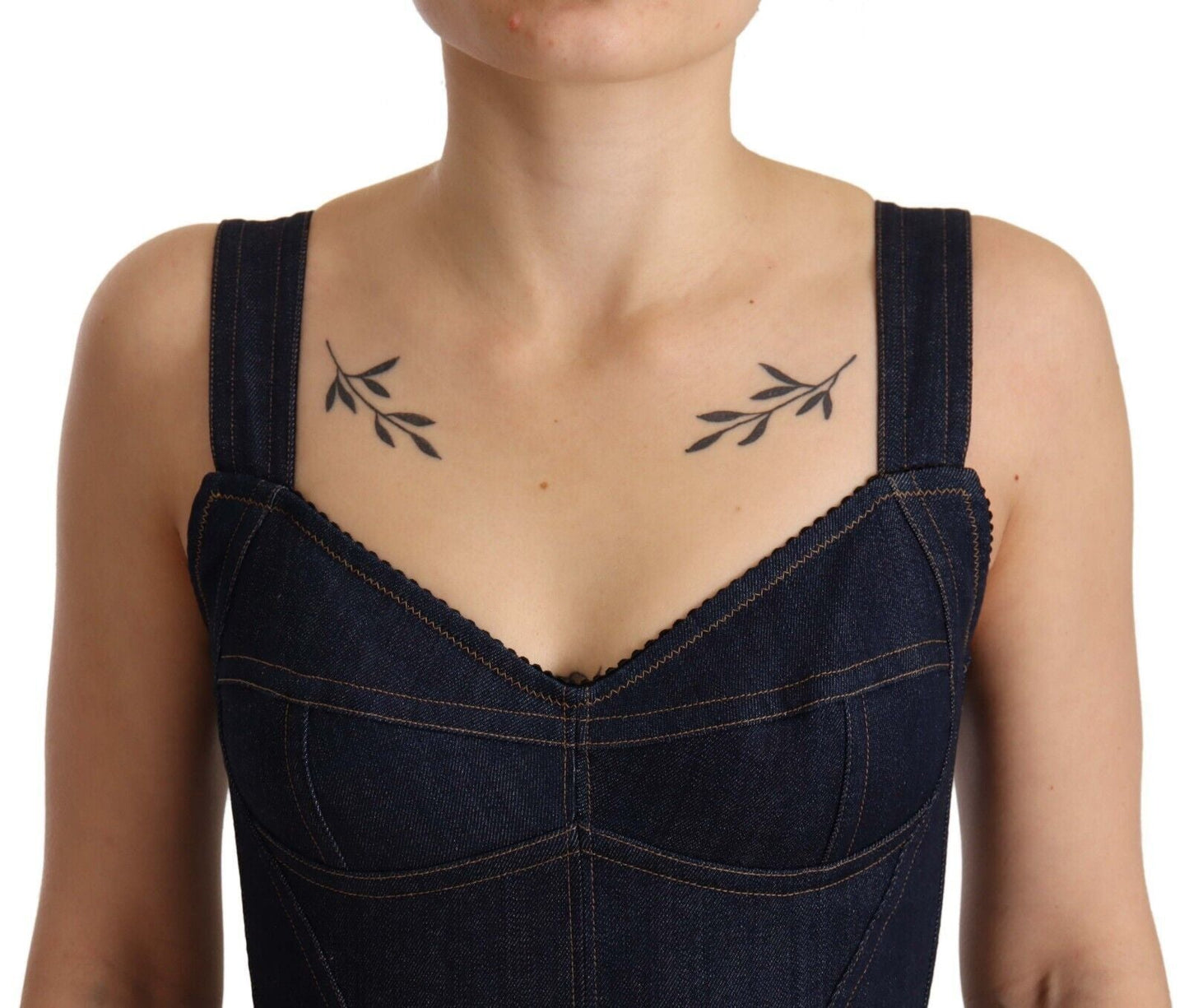 Dolce & Gabbana Elegant Dark Blue Denim Sheath Midi Dress - Sandy Store ByNet