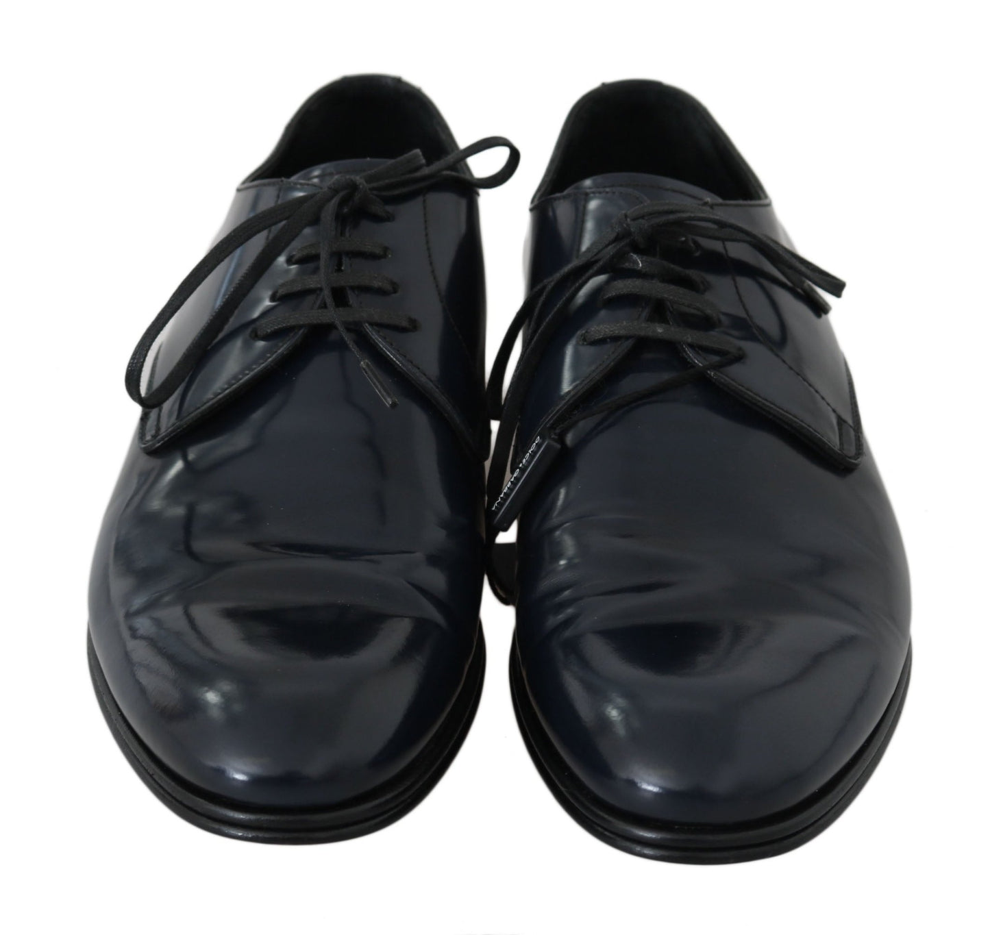 Dolce & Gabbana Elegant Dark Blue Leather Derby Dress Shoes - Sandy Store ByNet