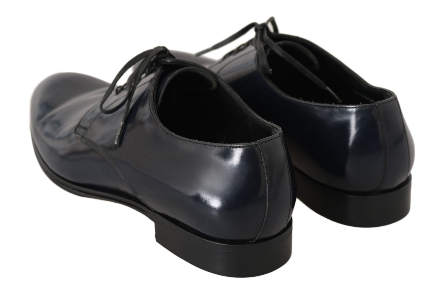 Dolce & Gabbana Elegant Dark Blue Leather Derby Dress Shoes - Sandy Store ByNet