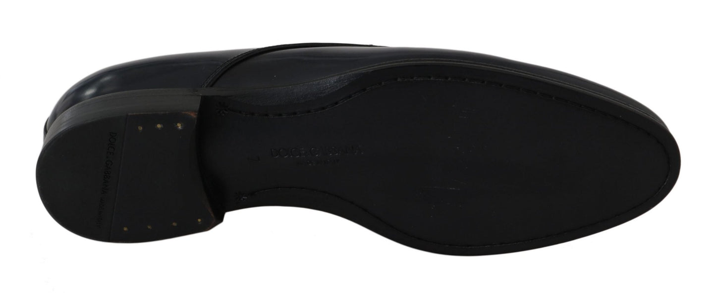 Dolce & Gabbana Elegant Dark Blue Leather Derby Dress Shoes - Sandy Store ByNet