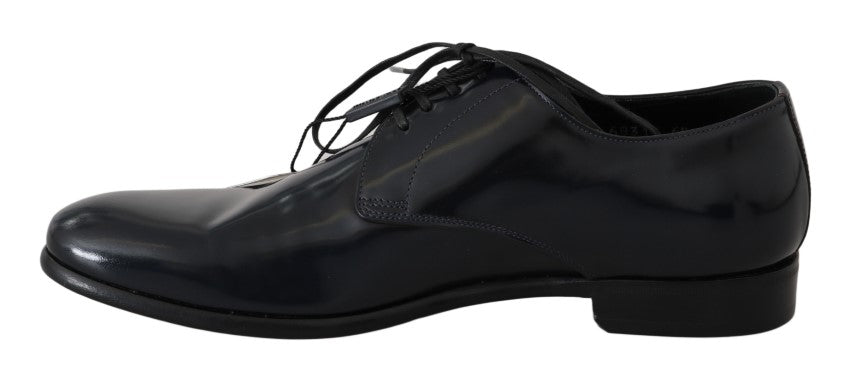 Dolce & Gabbana Elegant Dark Blue Leather Derby Shoes - Sandy Store ByNet