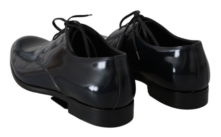 Dolce & Gabbana Elegant Dark Blue Leather Derby Shoes - Sandy Store ByNet
