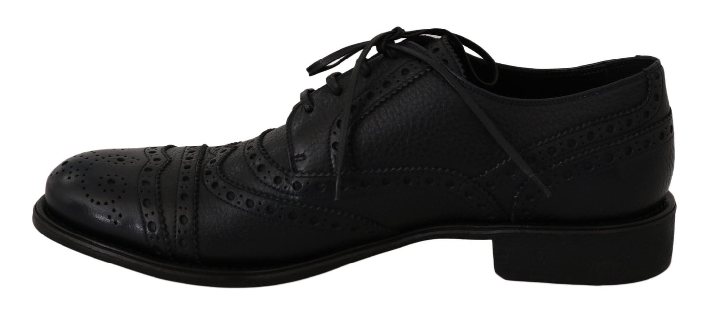 Dolce & Gabbana Elegant Dark Blue Wingtip Derby Dress Shoes - Sandy Store ByNet