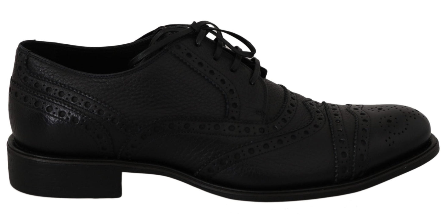 Dolce & Gabbana Elegant Dark Blue Wingtip Derby Dress Shoes - Sandy Store ByNet