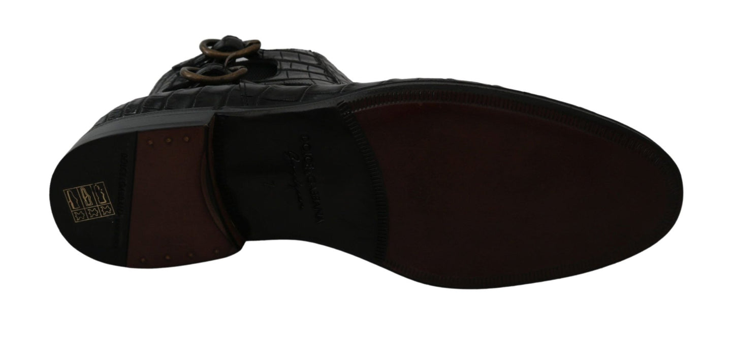 Dolce & Gabbana Elegant Derby Brogue Boots in Exotic Leather - Sandy Store ByNet
