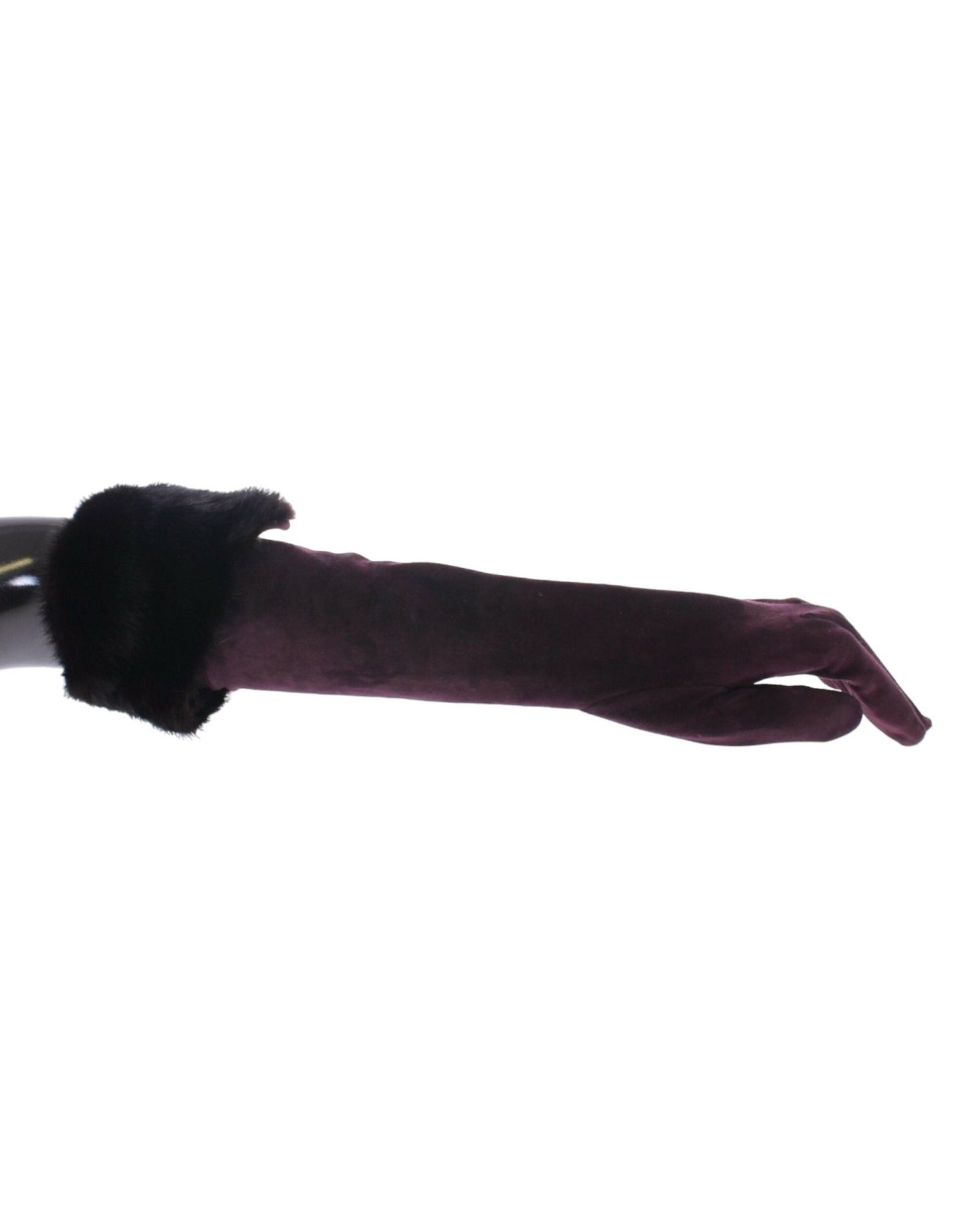 Dolce & Gabbana Elegant Elbow Length Purple Fur Gloves - Sandy Store ByNet