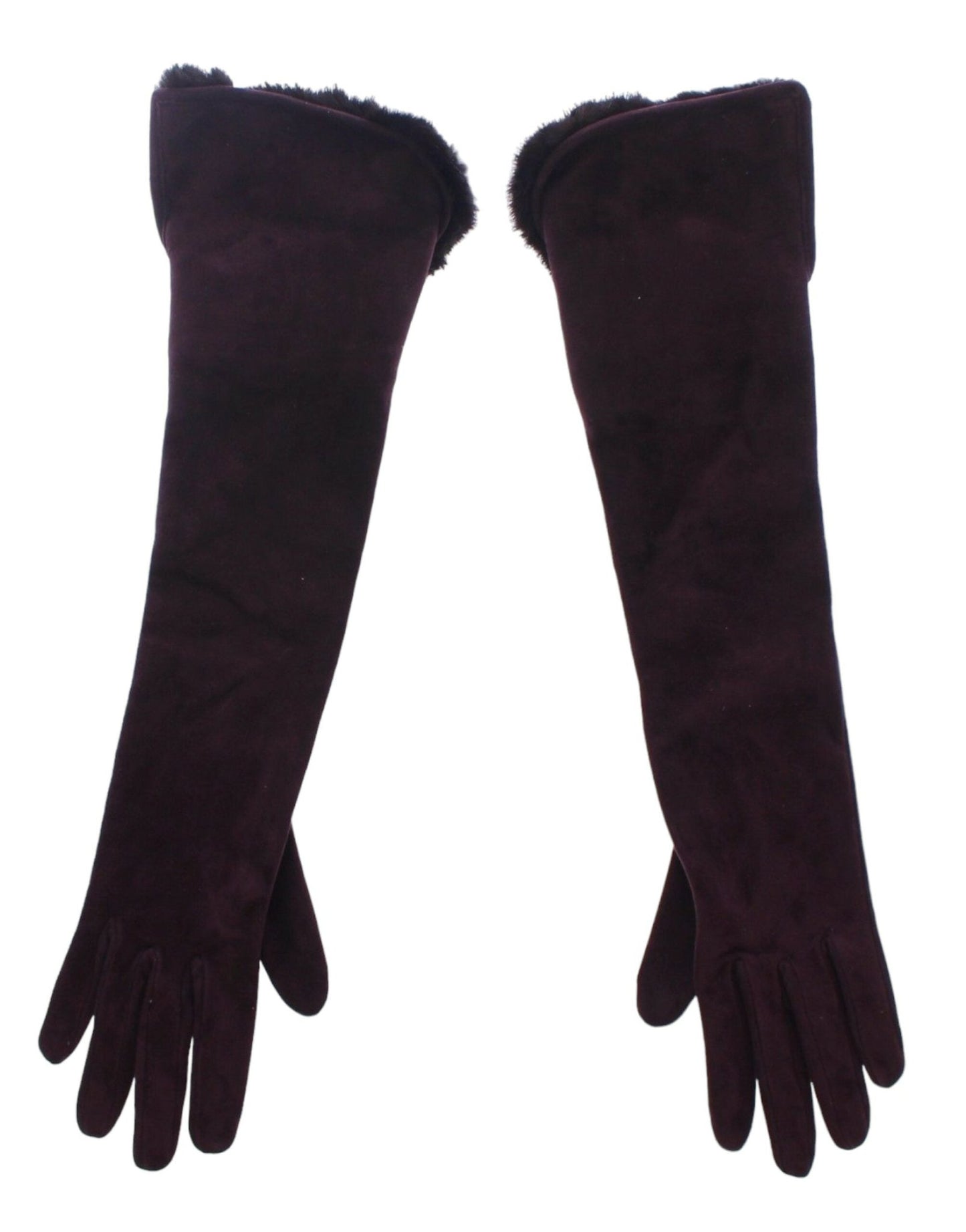 Dolce & Gabbana Elegant Elbow Length Purple Fur Gloves - Sandy Store ByNet