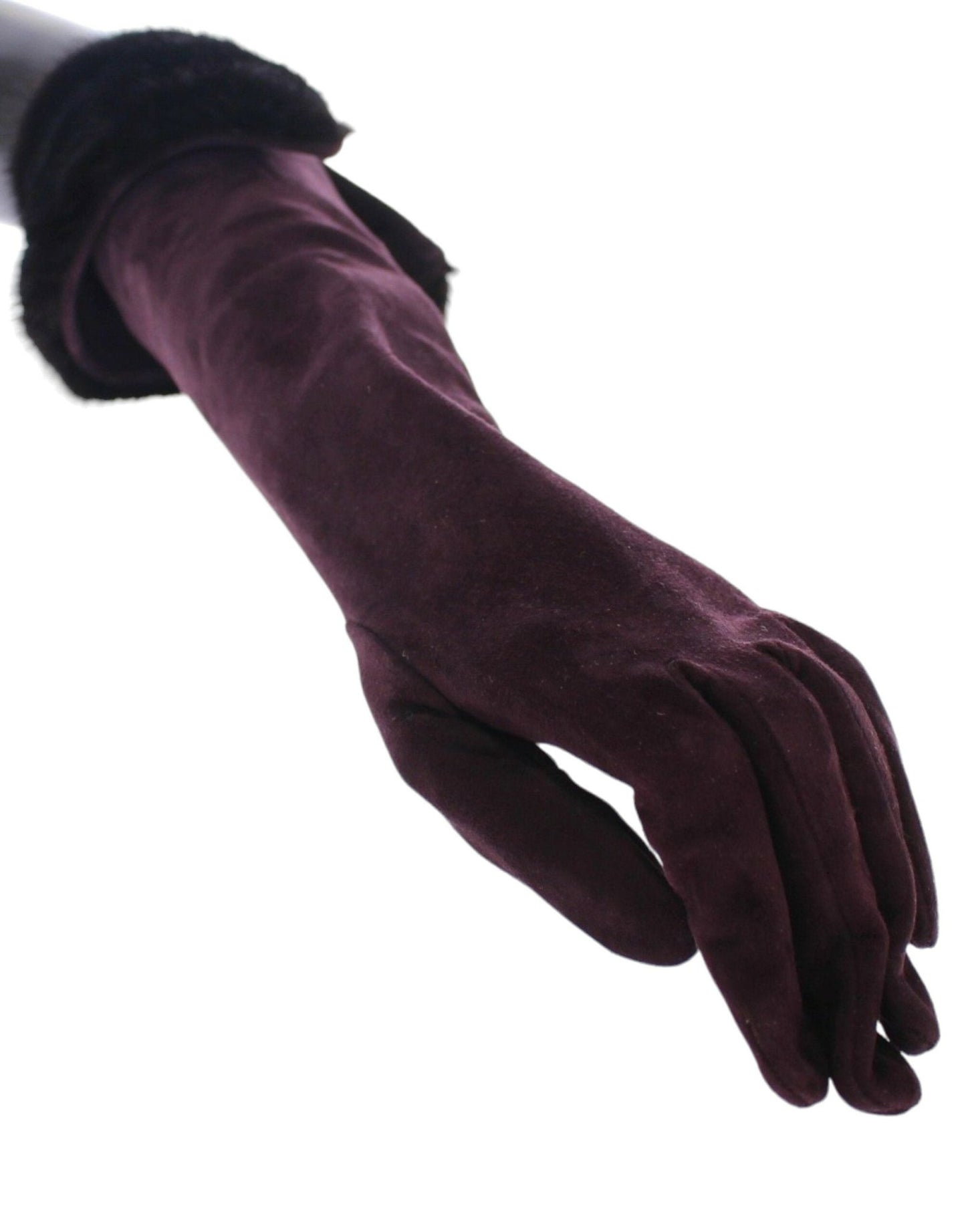 Dolce & Gabbana Elegant Elbow Length Purple Fur Gloves - Sandy Store ByNet