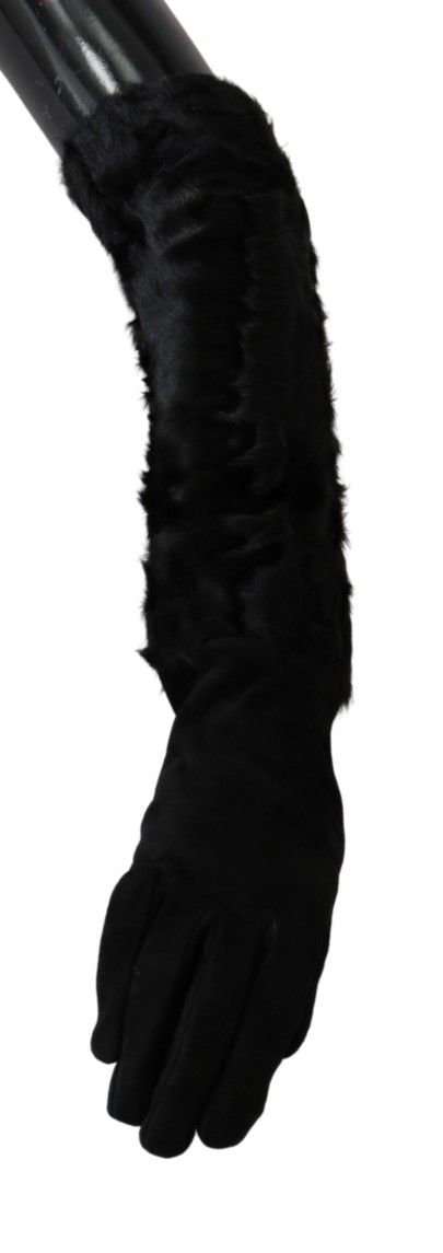 Dolce & Gabbana Elegant Elbow Length Suede Gloves - Sandy Store ByNet