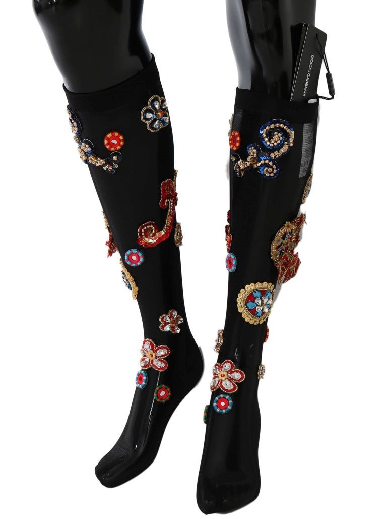 Dolce & Gabbana Elegant Embellished Crystal Stockings - Sandy Store ByNet