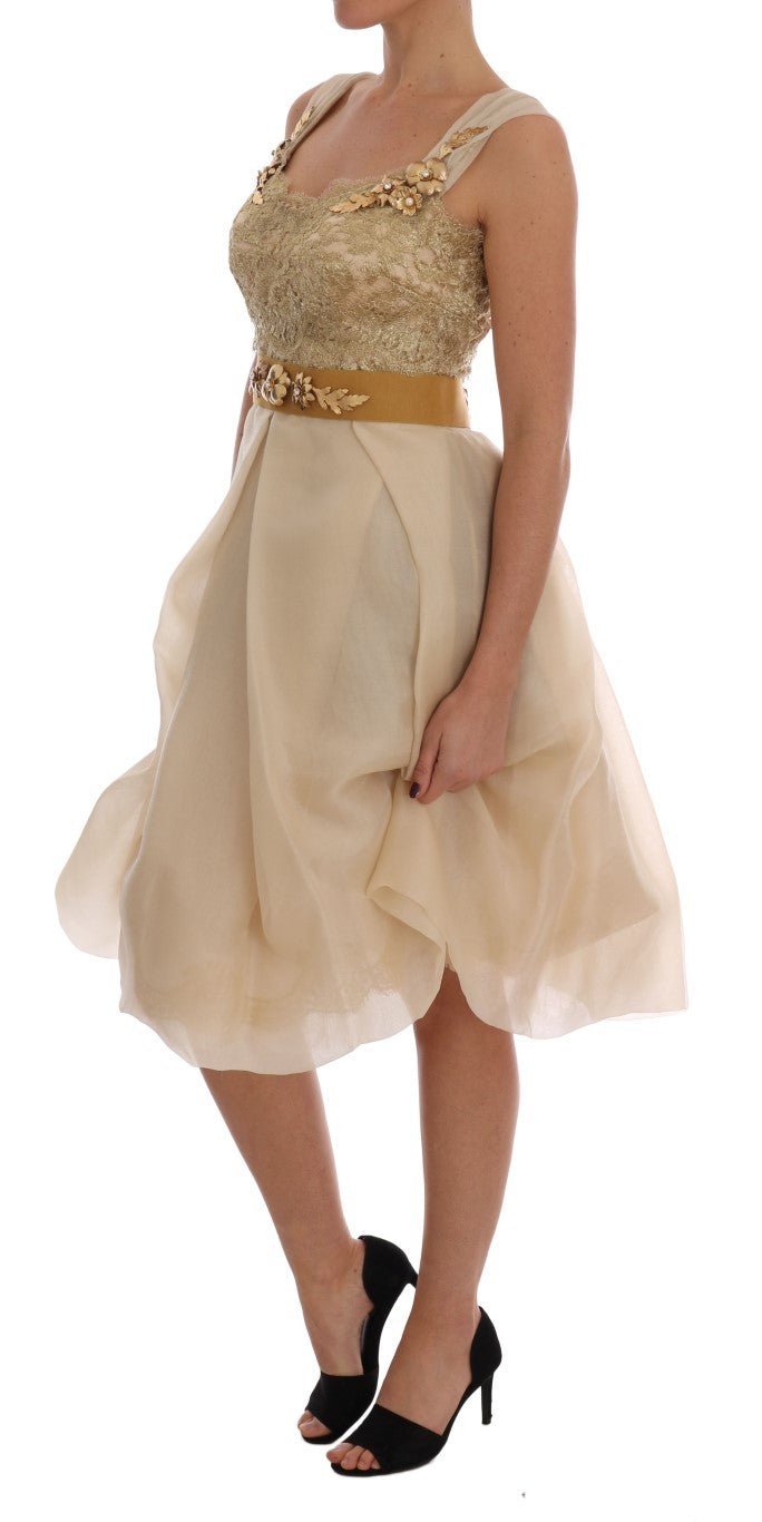 Dolce & Gabbana Elegant Embellished Lace & Organza Silk Dress - Sandy Store ByNet