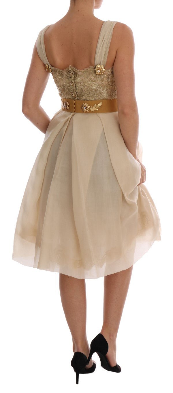 Dolce & Gabbana Elegant Embellished Lace & Organza Silk Dress - Sandy Store ByNet