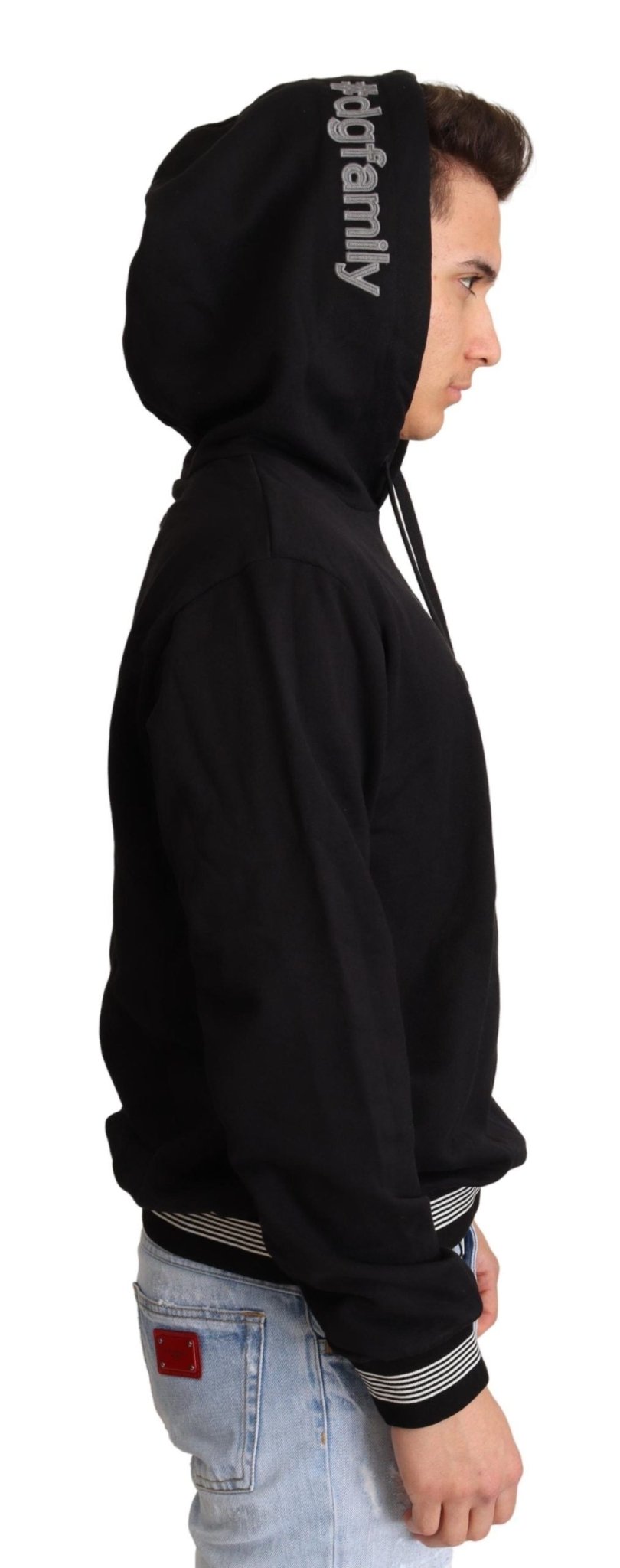 Dolce & Gabbana Elegant Embroidered Black Cotton Sweater - Sandy Store ByNet