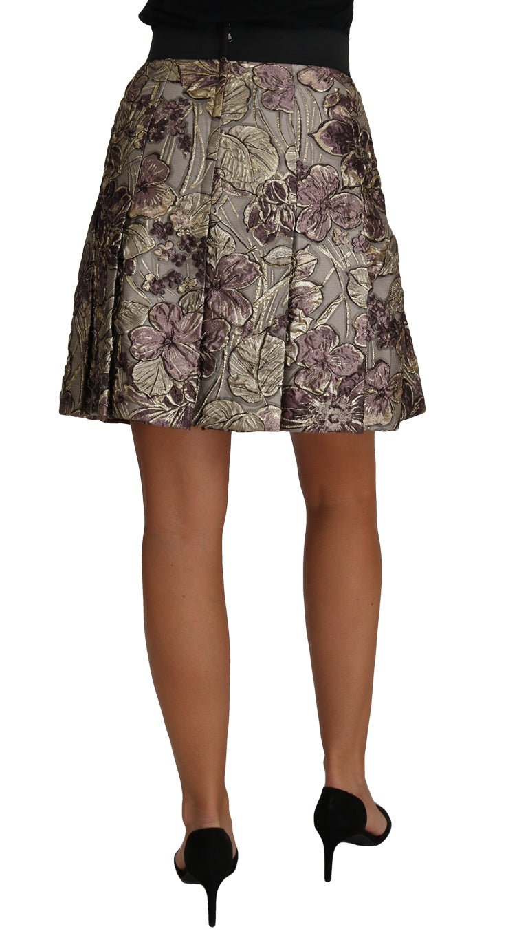 Dolce & Gabbana Elegant Floral A - Line Jacquard Skirt - Sandy Store ByNet
