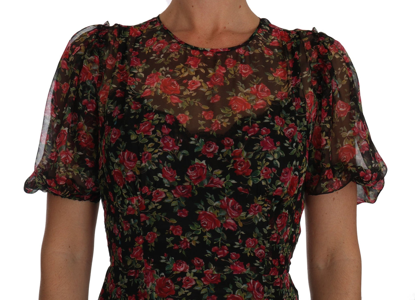 Dolce & Gabbana Elegant Floral A - Line Silk Dress - Sandy Store ByNet
